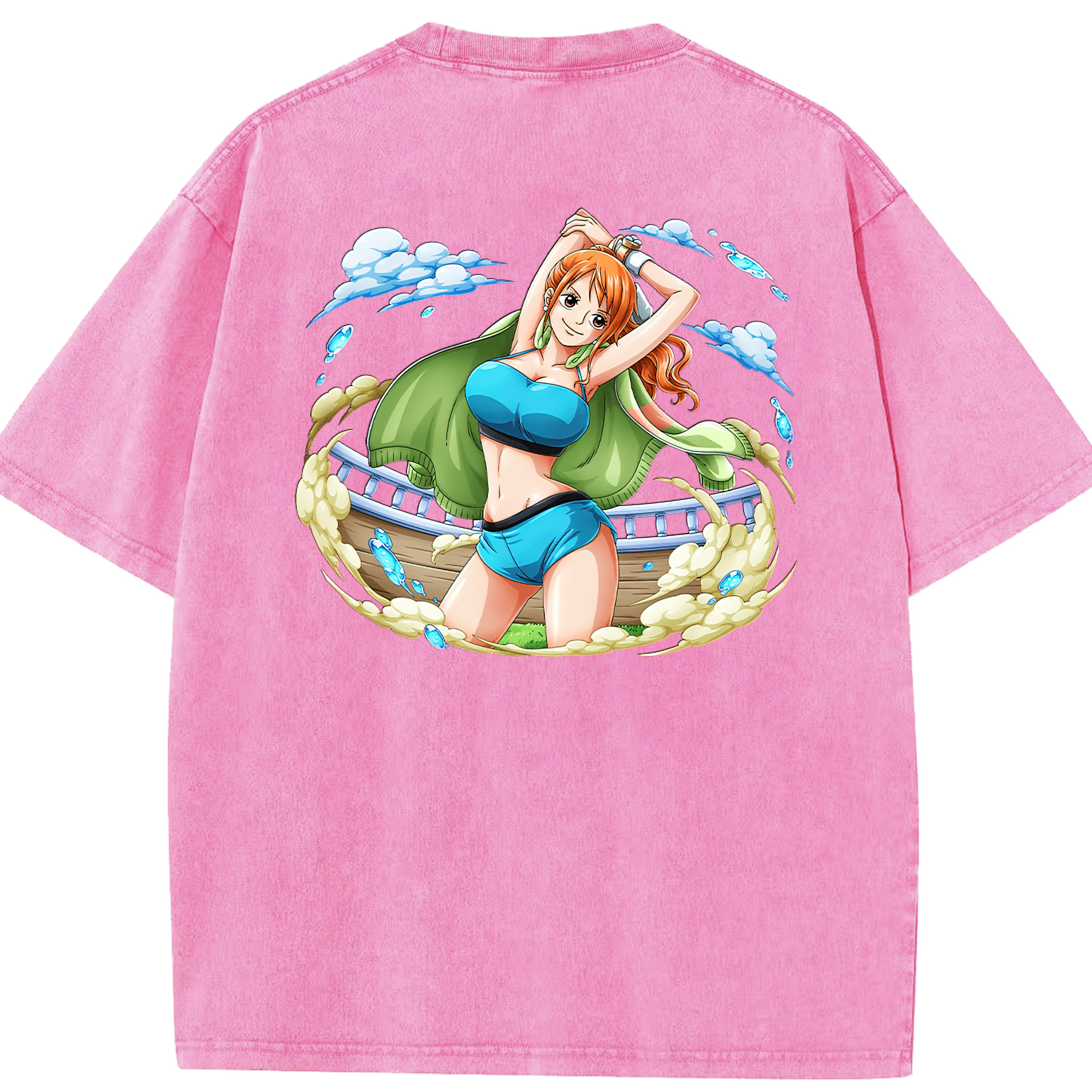 ワンピース ナミ ONE PIECE Nami 綿100% ヴィンテージ風 半袖Tシャツ（背面プリント）